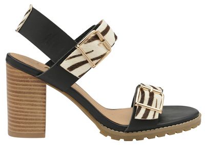 Black and zebra 'Dorris' ladies open toe sandals